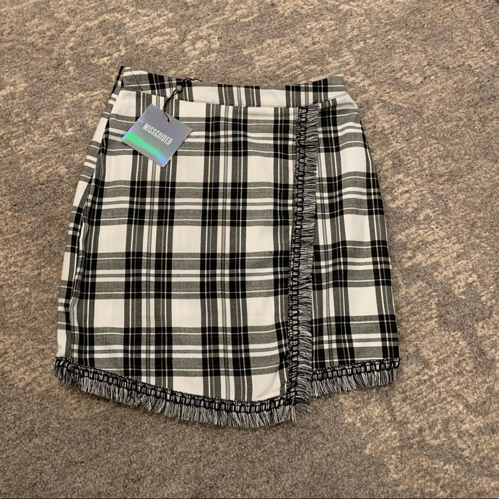 Missguided Plaid Asymmetrical Skirt